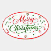 クリスマスペパーミントキャンディ 楕円形シール (正面)