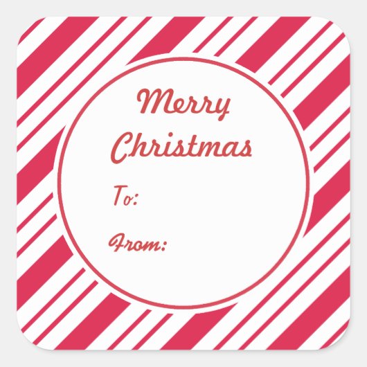 クリスマスペパーミントギフトラベルシール スクエアシール (正面)