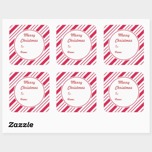 クリスマスペパーミントギフトラベルシール スクエアシール (シート)