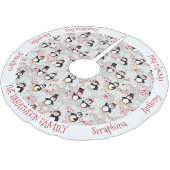 クリスマスペパーミントペンギンパーソナライズされたの名前 ブラッシュドポリエステルツリースカート (アングル)