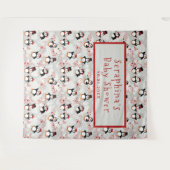 クリスマスペパーミントペンギン赤ちゃんシャワー背景 タペストリー (正面(横))