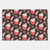 クリスマスペパーミントホットココア雪だるま ラッピングペーパーシート (正面)