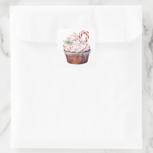 クリスマスペパーミントホワイトレッドトリート スクエアシール (バッグ)