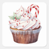 クリスマスペパーミントホワイトレッドトリート スクエアシール (正面)