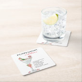 クリスマスペパーミントマルティニカクテルレシピ スクエアペーパーコースター (インサイチュ)