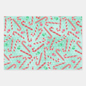 クリスマスペパーミントラッピング紙シート ラッピングペーパーシート (正面)