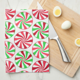 クリスマスペパーミント柄のキッチンタオル キッチンタオル