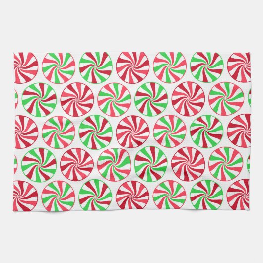 クリスマスペパーミント柄のキッチンタオル キッチンタオル (横)
