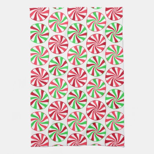 クリスマスペパーミント柄のキッチンタオル キッチンタオル (縦)