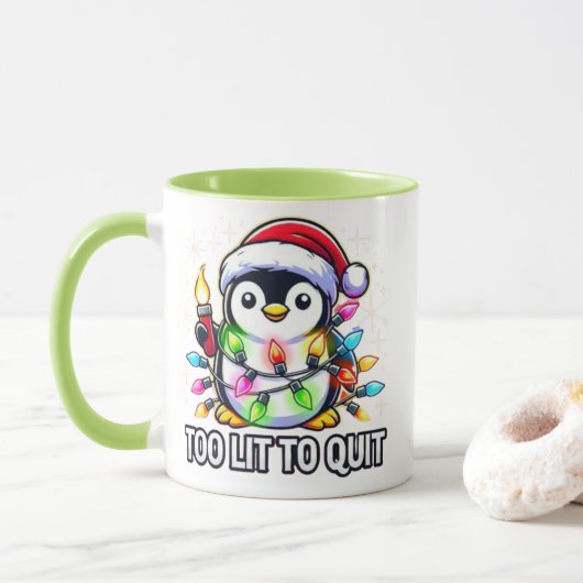 クリスマスペンやめギンに照らされ過ぎる マグカップ (ドーナツ)