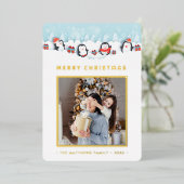 クリスマスペンギンが今の喜び |フォイルカード 箔招待状 (立ち正面)