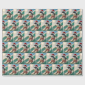 クリスマスペンギンが波に乗る ラッピングペーパー (フラット)