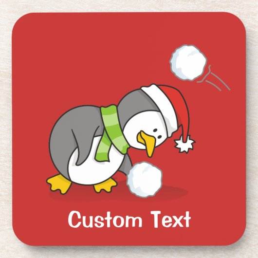 クリスマスペンギンが雪玉を手に入れる コースター (正面)