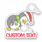クリスマスペンギンが雪玉を手に入れる シール (正面)