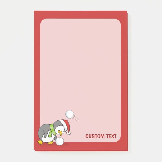 クリスマスペンギンが雪玉を手に入れる ポストイット (正面)