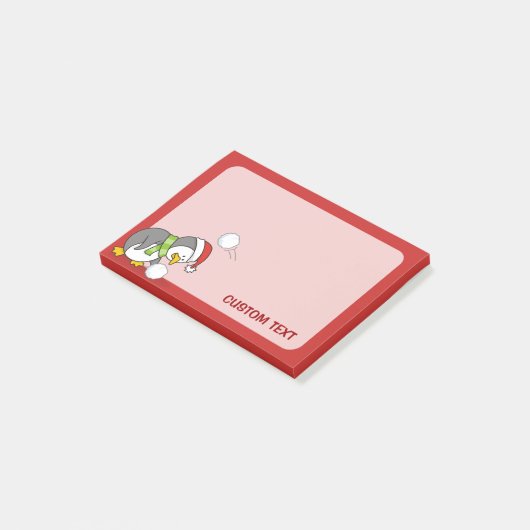 クリスマスペンギンが雪玉を手に入れる ポストイット (アングル)