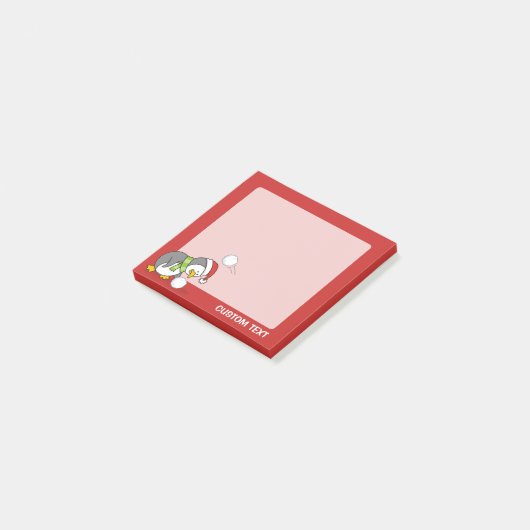 クリスマスペンギンが雪玉を手に入れる ポストイット (アングル)