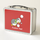 クリスマスペンギンが雪玉を手に入れる メタルランチボックス (裏面)