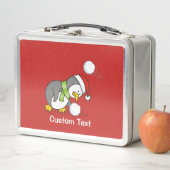 クリスマスペンギンが雪玉を手に入れる メタルランチボックス (インサイチュ)