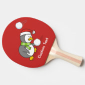 クリスマスペンギンが雪玉を手に入れる 卓球ラケット (横)