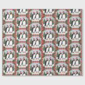 クリスマスペンギンとクリスマスツリー ラッピングペーパー (フラット)