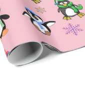 クリスマスペンギンとスノーフレークのギフトラップ ラッピングペーパー (ロールコーナー)