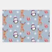 クリスマスペンギンとトナカイ ラッピングペーパーシート (正面)