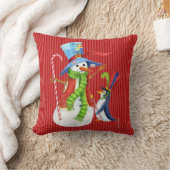 クリスマスペンギンと雪だるま枕 クッション (ブランケット)