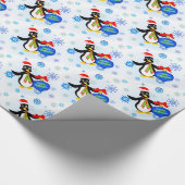 クリスマスペンギンと雪片 ラッピングペーパー (角)