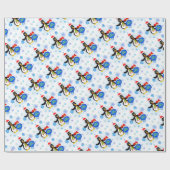 クリスマスペンギンと雪片 ラッピングペーパー (フラット)