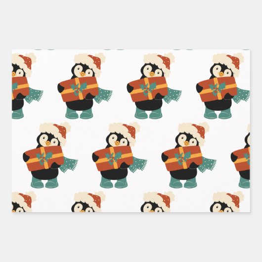 クリスマスペンギンに欲しいのはすべてヴィンテージ ラッピングペーパーシート (正面3)