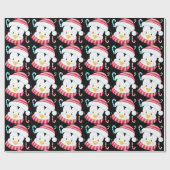 クリスマスペンギンのアニメの甘しょパターン黒 ラッピングペーパー (フラット)