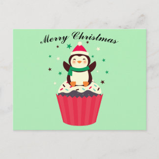 クリスマスペンギンのカップケーキ ポストカード