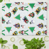 クリスマスペンギンのスキー キッチンタオル (折り畳み)