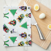 クリスマスペンギンのスキー キッチンタオル (四つ折り)