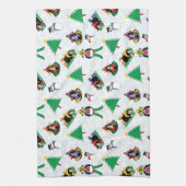 クリスマスペンギンのスキー キッチンタオル (縦)