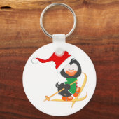 クリスマスペンギンのスキー キーホルダー (正面)