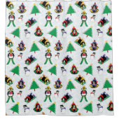 クリスマスペンギンのスキー シャワーカーテン (正面)