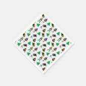 クリスマスペンギンのスキー スタンダードカクテルナプキン (角)