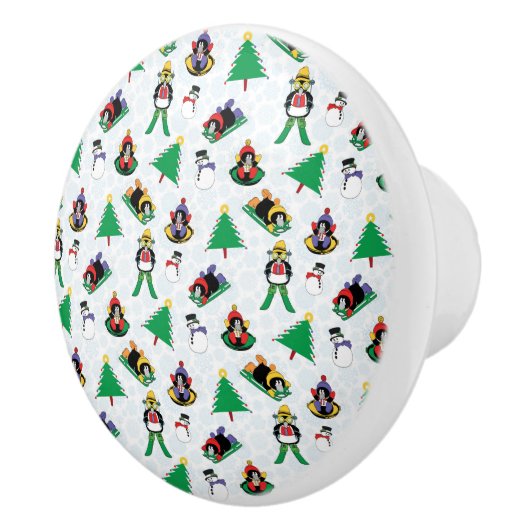 クリスマスペンギンのスキー セラミックノブ (右)