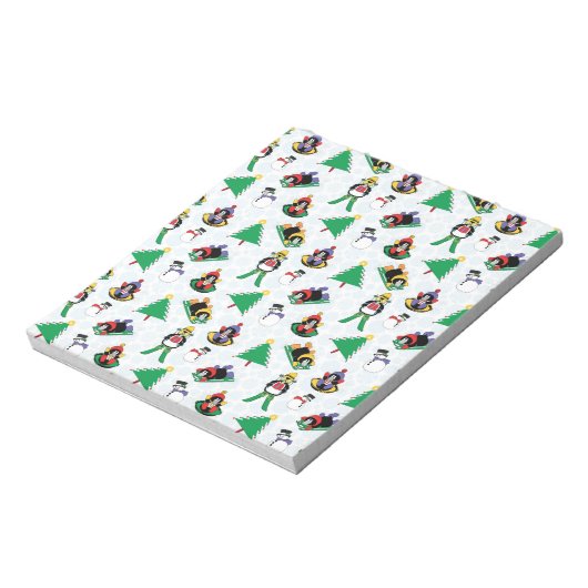 クリスマスペンギンのスキー ノートパッド (回転)