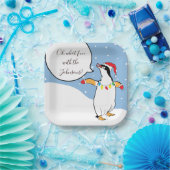 クリスマスペンギンのスキー ペーパープレート (パーティー)