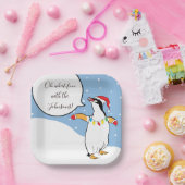 クリスマスペンギンのスキー ペーパープレート (パーティー)