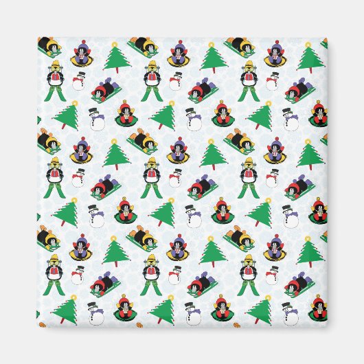 クリスマスペンギンのスキー マグネット (正面)