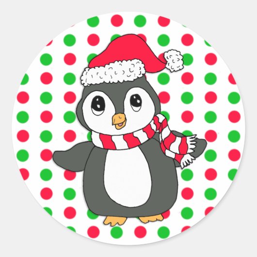 クリスマスペンギンの休日 ラウンドシール (正面)
