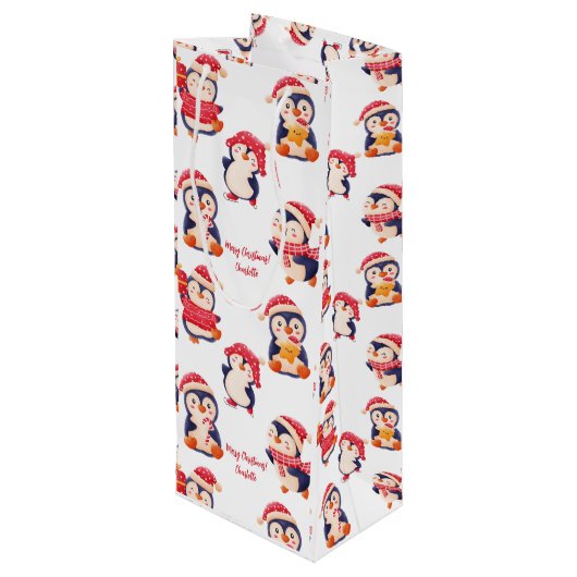 クリスマスペンギンの名前 ワインギフトバッグ (裏面アングル)