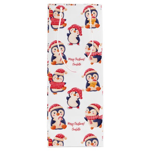 クリスマスペンギンの名前 ワインギフトバッグ (裏面)