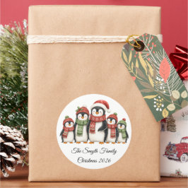 クリスマスペンギンの家族のカスタムデザイン ラウンドシール