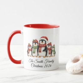 クリスマスペンギンの家族の名入れ マグカップ