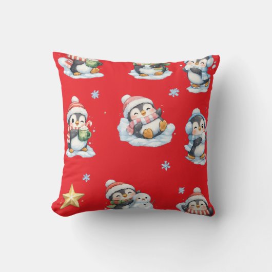 クリスマスペンギンの枕 クッション (正面)